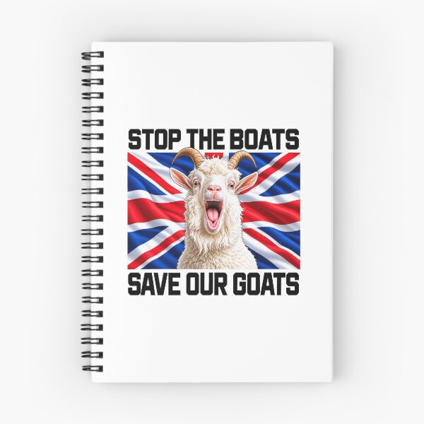Item preview, Stop The Boats Save Our Goats Funny British Political Satire Goat Union Jack designed and sold by UrbanKangaroo.