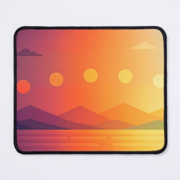 Item preview, Modern Retro Rainbow Sunset Lake – Colorful Mountain Landscape designed and sold by ZanyPaintbrush.