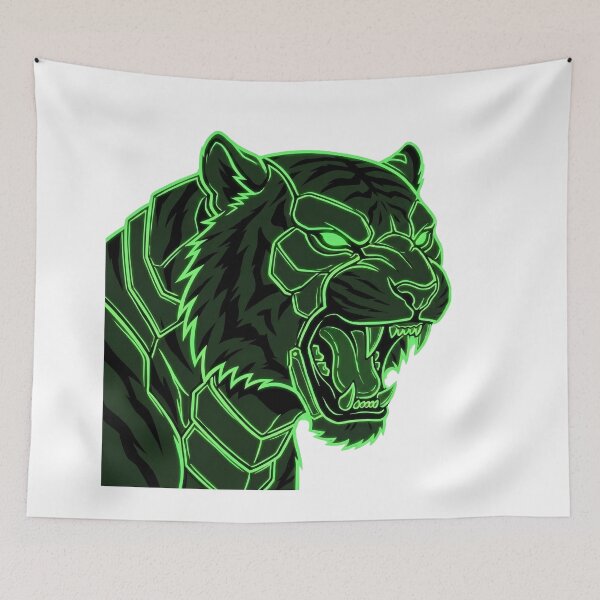 Item preview, Neon Armored Green Tiger Portrait designed and sold by Bad-Decisions-Designs.