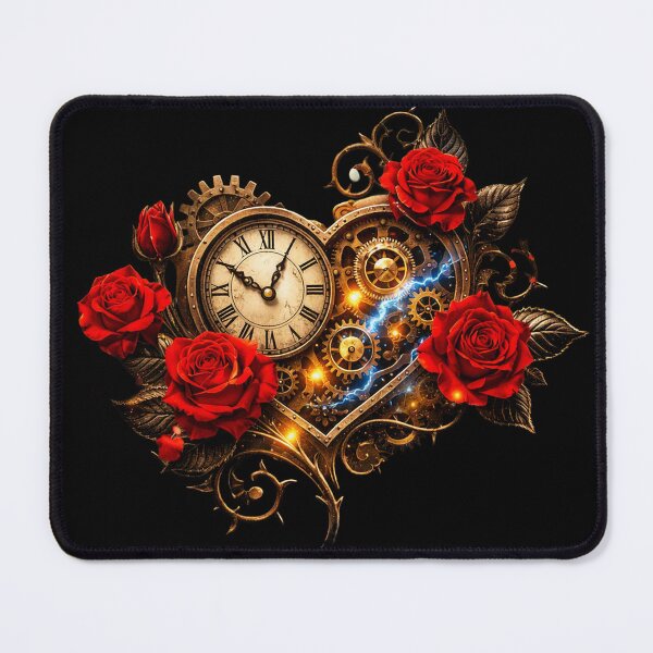 Item preview, Steampunk Heart of Time – Roses, Clock and Gears designed and sold by TroviTutto.