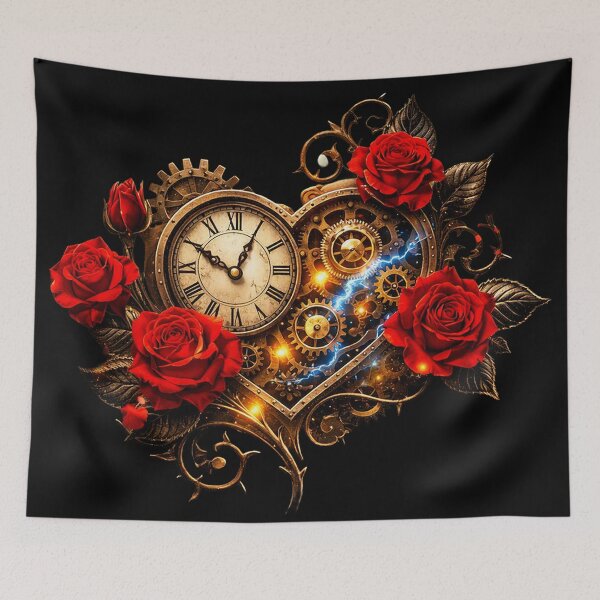 Item preview, Steampunk Heart of Time – Roses, Clock and Gears designed and sold by TroviTutto.
