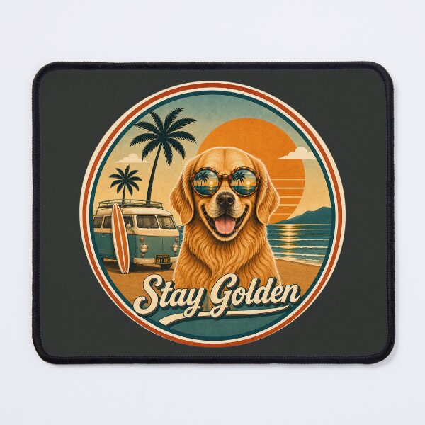 Item preview, Stay Golden | 1960s California Golden Retriever Retro Surf designed and sold by FireWildChild.