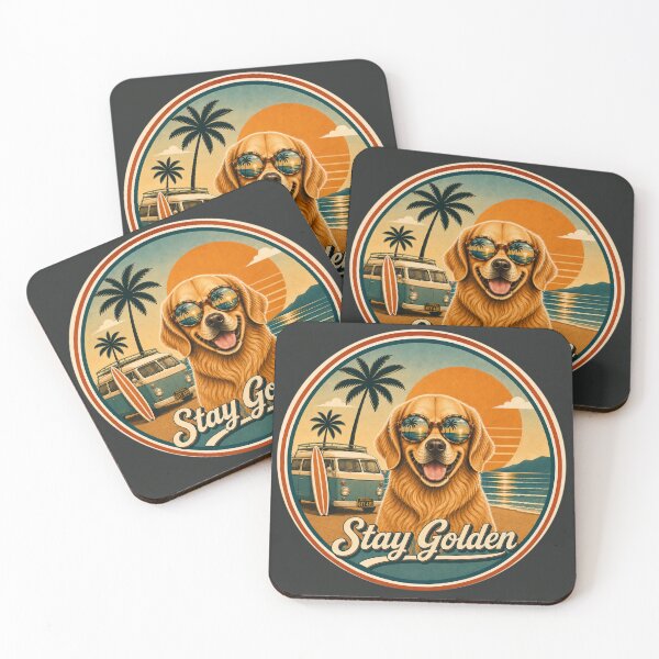 Item preview, Stay Golden | 1960s California Golden Retriever Retro Surf designed and sold by FireWildChild.