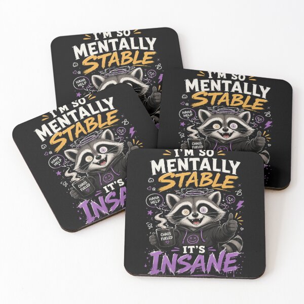 Item preview, I’m So Mentally Stable It’s Insane Raccoon T-Shirt – Funny Meme Graphic Tee designed and sold by Artimax-Studio.