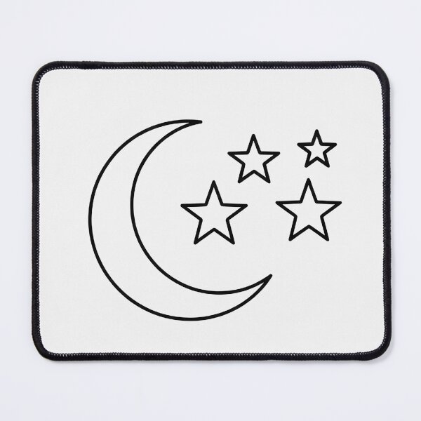 Item preview, Simple Crescent Moon with Four Stars Celestial Sketch designed and sold by VibeShift Studio.