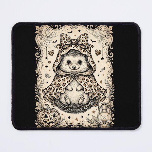 Item preview, Vintage Halloween Hedgehog in Leopard Print Cape Cute Spooky Autumn Art designed and sold by ArcaneArtistry.