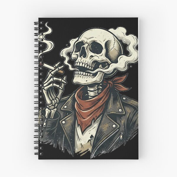 Item preview, Biker Skull Smoking Cigarette Leather Jacket Bandana Art designed and sold by OddySpud.apparel.