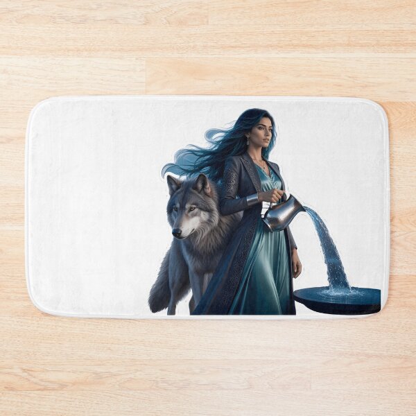 Item preview, Aquarius Woman Wolf Water Bearer designed and sold by Zodiac Celestial Art.