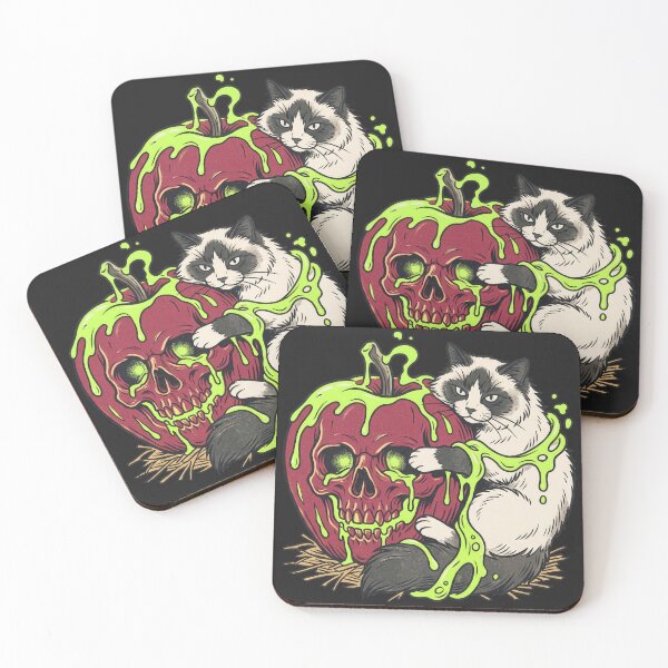 Item preview, Ragdoll Cat Hugging Skull Poison Apple Halloween designed and sold by MewSpooky.