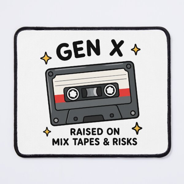 Item preview, Gen X Raised on Mixtapes & Risks Retro Cassette Tape designed and sold by VectorForge Studio.