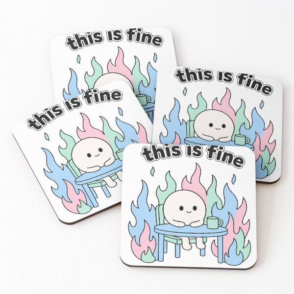 Item preview, This Is Fine Ironic Meme T-Shirt Minimalist Line Art Design designed and sold by KIDEnia.