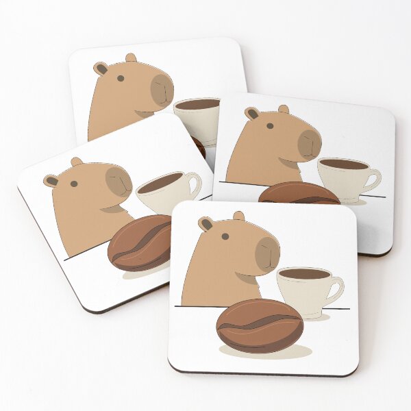 Item preview,  Capybara with Giant Coffee Bean and Mug designed and sold by TatinkaArtskill.