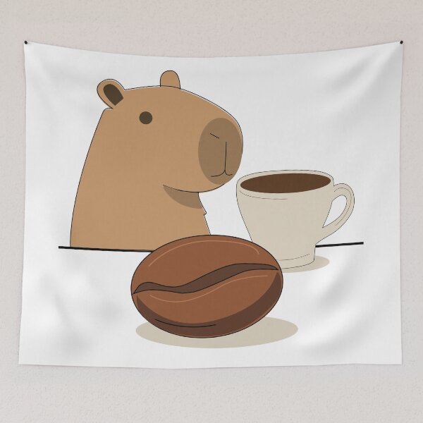 Item preview,  Capybara with Giant Coffee Bean and Mug designed and sold by TatinkaArtskill.