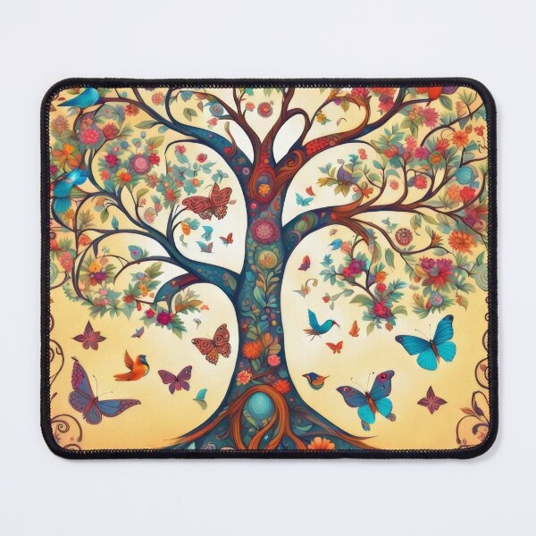 Item preview, Tree of Life Folk Art Butterfly Illustration designed and sold by pinkal.