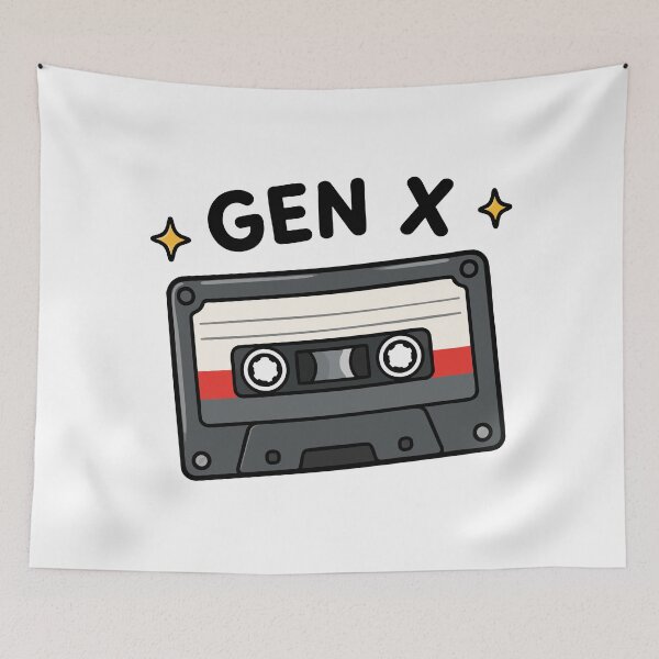 Item preview, Gen X Raised on Mixtapes & Risks Retro Cassette Tape designed and sold by VectorForge Studio.