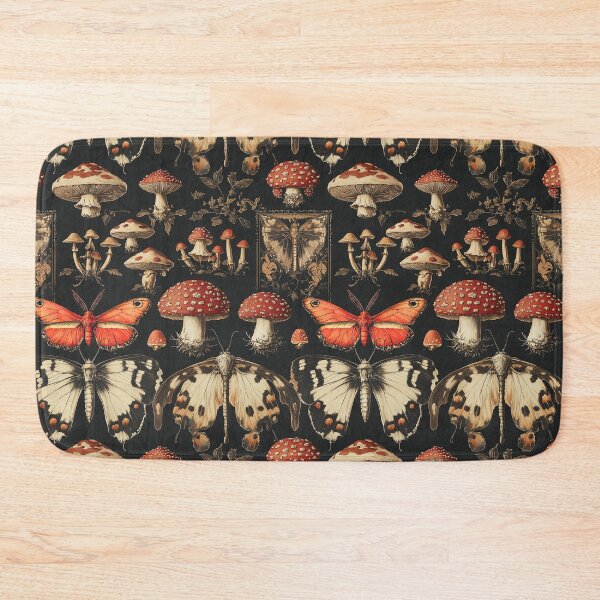 Item preview, Vintage Orange Butterfly Mushroom Botanical Pattern by Moose Disco designed and sold by MooseDisco.