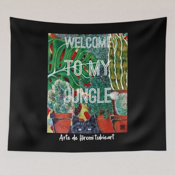Item preview, Welcome to my jungle black cat - Oil painting art work designed and sold by tubieArtDesign.
