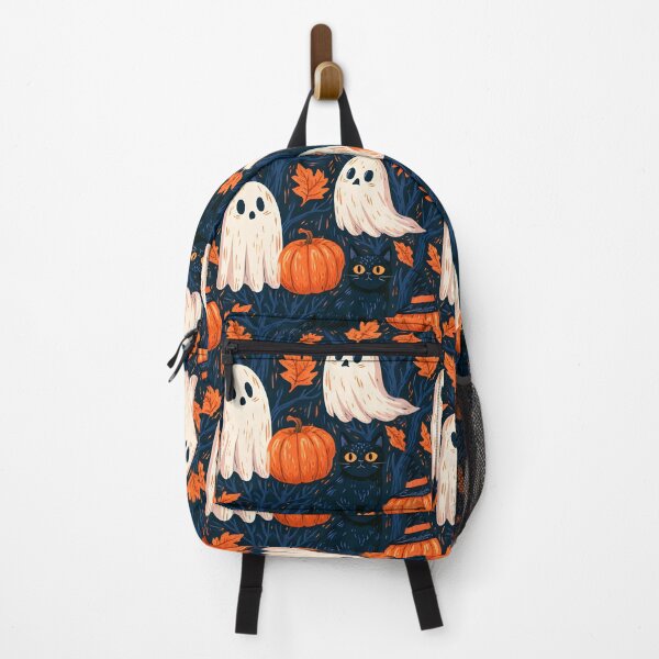 Item preview, Spooky Autumn Ghosts & Black Cat – Halloween Pattern designed and sold by KAM-KAM-STORE.