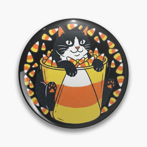 Item preview, Tuxedo Cat in Candy Corn Bucket Halloween designed and sold by MewSpooky.