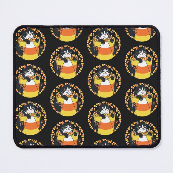 Item preview, Tuxedo Cat in Candy Corn Bucket Halloween designed and sold by MewSpooky.