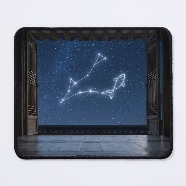 Item preview, Pisces Constellation over a Traditional Hanok: Celestial Ocean Night | Fine Art Print designed and sold by SOOstudio73.