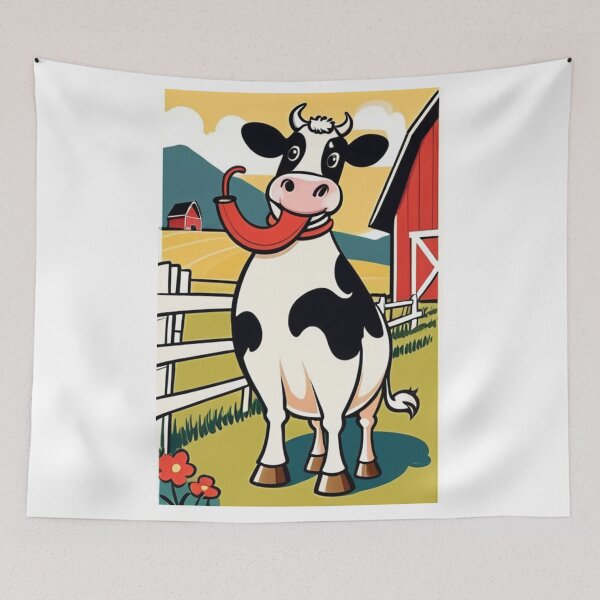 Item preview, Art - Stylized Cow Illustration, Retro Aesthetics of Dairy Products designed and sold by World-Pets.