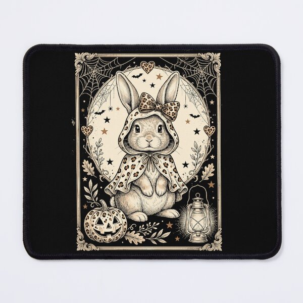 Item preview, Cute Halloween Bunny Rabbit in Leopard Print Cape Vintage Cottagecore Aesthetic designed and sold by ArcaneArtistry.