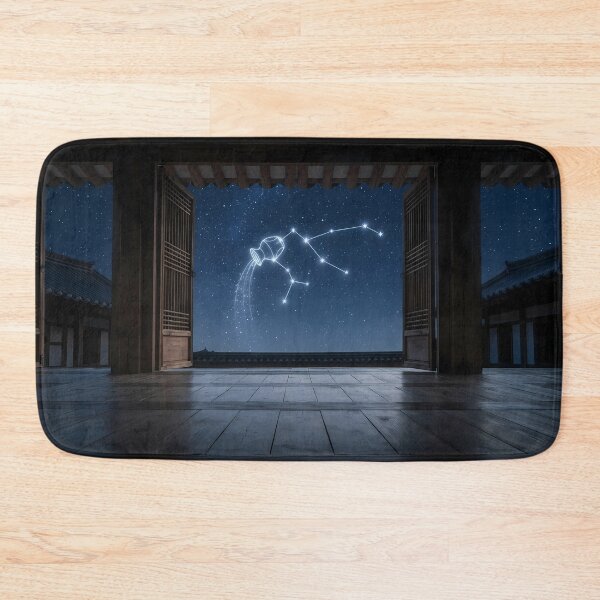 Item preview, Aquarius Constellation over a Traditional Hanok: Nostalgic Starlight Night | Fine Art Print designed and sold by SOOstudio73.