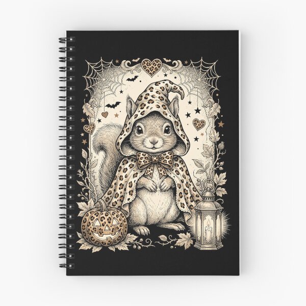 Item preview, Cute Halloween Squirrel Witch Vintage Illustration with Leopard Print Pumpkin designed and sold by ArcaneArtistry.