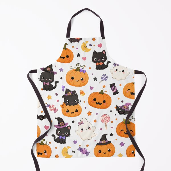 Item preview, Cute Kawaii Halloween Pattern – Pumpkins, Black Cats & Ghosts designed and sold by DreamPixelPrint.