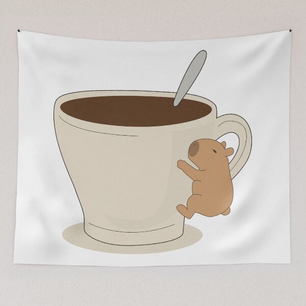 Item preview, Tiny Capybara Hugging Giant Coffee Cup designed and sold by TatinkaArtskill.