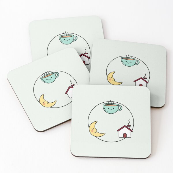 Item preview, Cozy Night Aesthetic Coffee Moon and Little House Illustration designed and sold by VibeShift Studio.