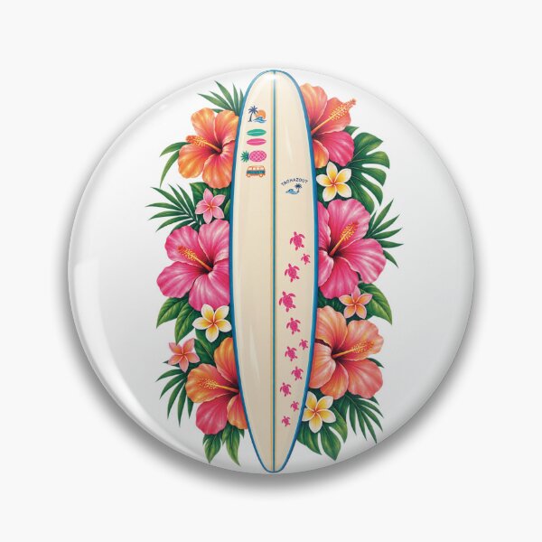 Item preview, Taghazout Surfboard Tropical Hibiscus Floral Hawaii Surf Culture Graphic designed and sold by DesignArtist.ia.