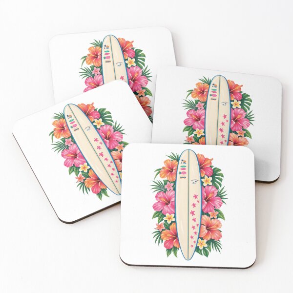 Item preview, Taghazout Surfboard Tropical Hibiscus Floral Hawaii Surf Culture Graphic designed and sold by DesignArtist.ia.