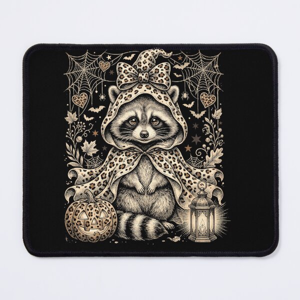 Item preview, Cute Halloween Raccoon Witch Vintage Sepia Aesthetic Illustration designed and sold by ArcaneArtistry.
