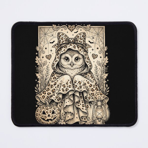 Item preview, Vintage Coquette Ghost Owl Halloween Leopard Print Bow and Pumpkin Illustration designed and sold by ArcaneArtistry.