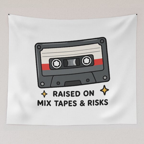 Item preview, Gen X Raised on Mixtapes & Risks Retro Cassette Tape designed and sold by VectorForge Studio.