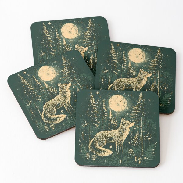 Item preview, Moonlit Fox – Mystical Forest Night designed and sold by KAM-KAM-STORE.