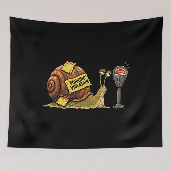 Item preview, Funny Snail Parking Ticket Cartoon – Slow Snail Parking Meter Humor designed and sold by Concrete Coffee Studio.