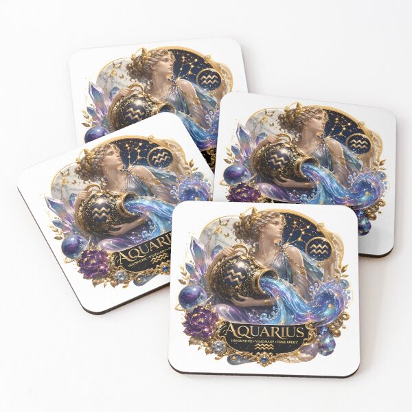Item preview, Aquarius Golden Water Bearer Goddess designed and sold by Zodiac Celestial Art.