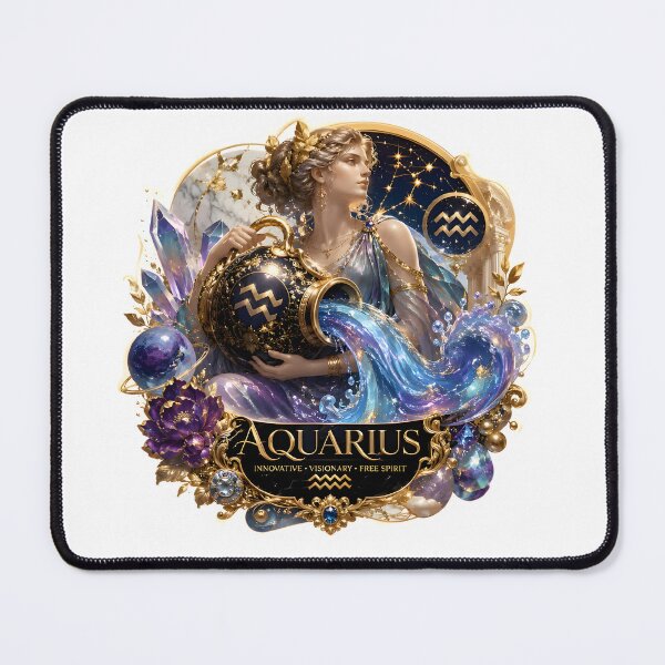 Item preview, Aquarius Golden Water Bearer Goddess designed and sold by Zodiac Celestial Art.