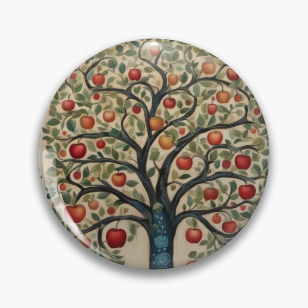 Item preview, Apple Tree Folk Art Vintage Orchard Illustration designed and sold by pinkal.