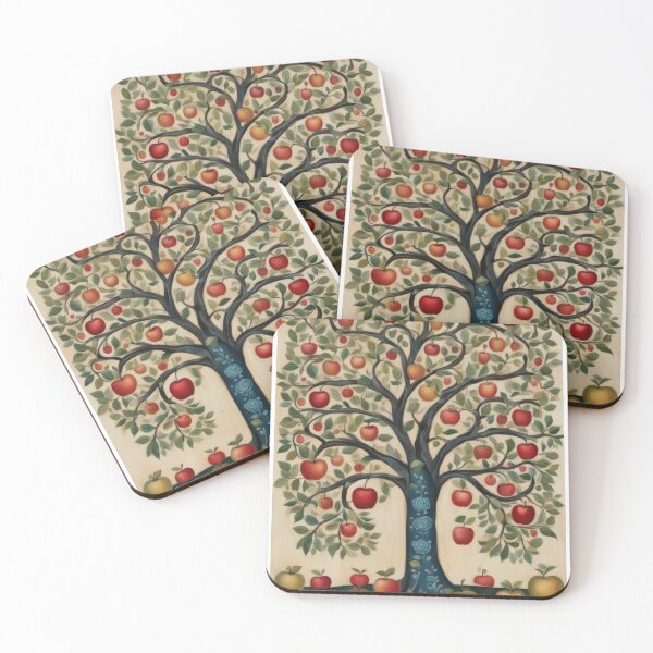 Item preview, Apple Tree Folk Art Vintage Orchard Illustration designed and sold by pinkal.