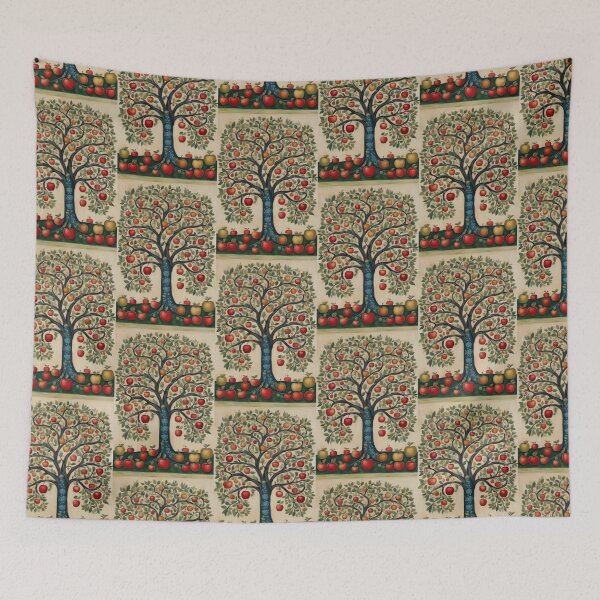 Item preview, Apple Tree Folk Art Vintage Orchard Illustration designed and sold by pinkal.