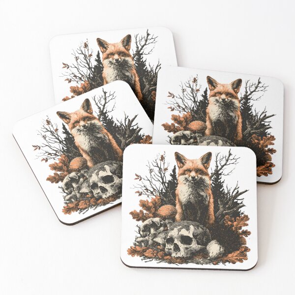 Item preview, Dark Woodland Fox & Skulls – Gothic Forest designed and sold by KAM-KAM-STORE.