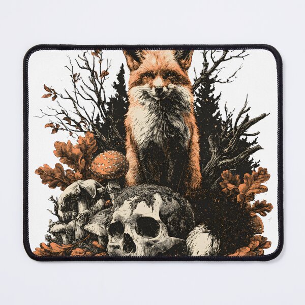 Item preview, Dark Woodland Fox & Skulls – Gothic Forest designed and sold by KAM-KAM-STORE.