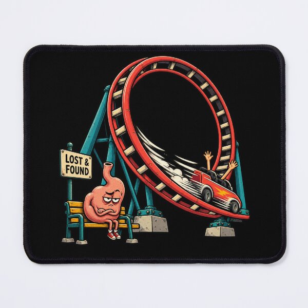Item preview, Funny Roller Coaster Lost My Stomach Cartoon Coaster Enthusiast designed and sold by Concrete Coffee Studio.