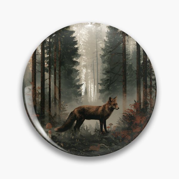 Item preview, Mystic Fox in the Black Forest – Dark Woodland designed and sold by KAM-KAM-STORE.