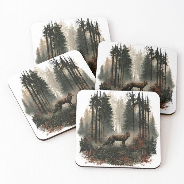 Item preview, Mystic Fox in the Black Forest – Dark Woodland designed and sold by KAM-KAM-STORE.