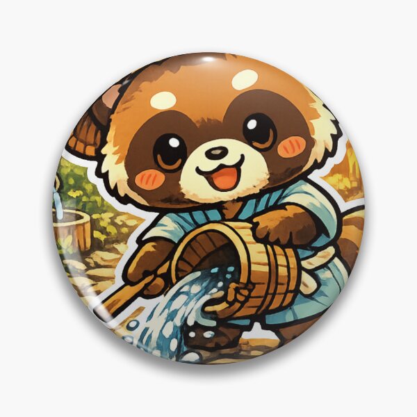 Item preview, Kawaii Tanuki Watering a Japanese Stone Path – Nostalgic Summer Japan designed and sold by kawaii animal store (in Japan).
